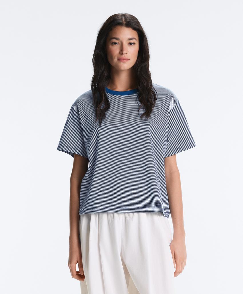 Футболка Boxy с короткими рукавами из смесового хлопка в полоску