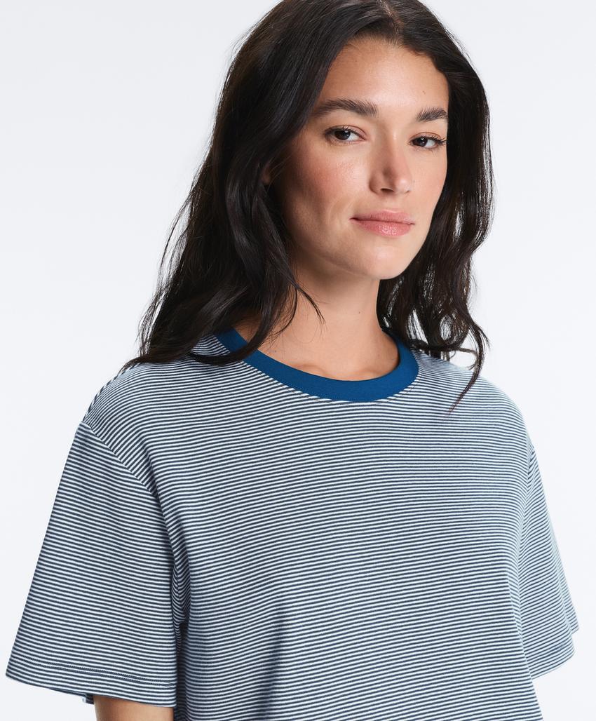 Футболка Boxy с короткими рукавами из смесового хлопка в полоску