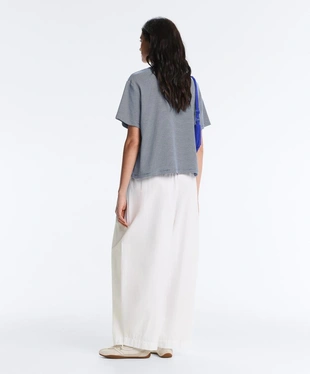 Футболка Boxy с короткими рукавами из смесового хлопка в полоску- Заказать в России