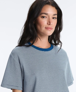 Футболка Boxy с короткими рукавами из смесового хлопка в полоску- Заказать в России