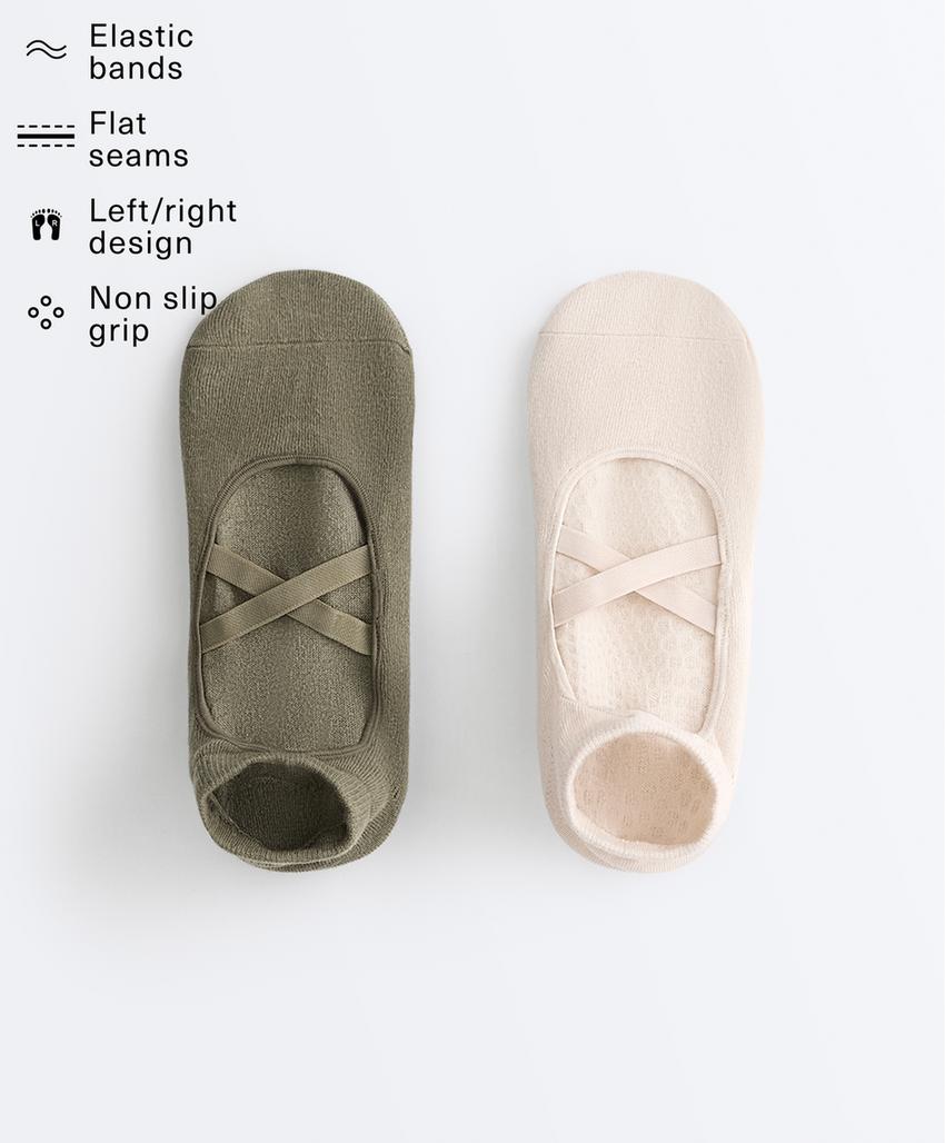 2 пары носков-sneaker из смесового хлопка с лентами для йоги и пилатеса