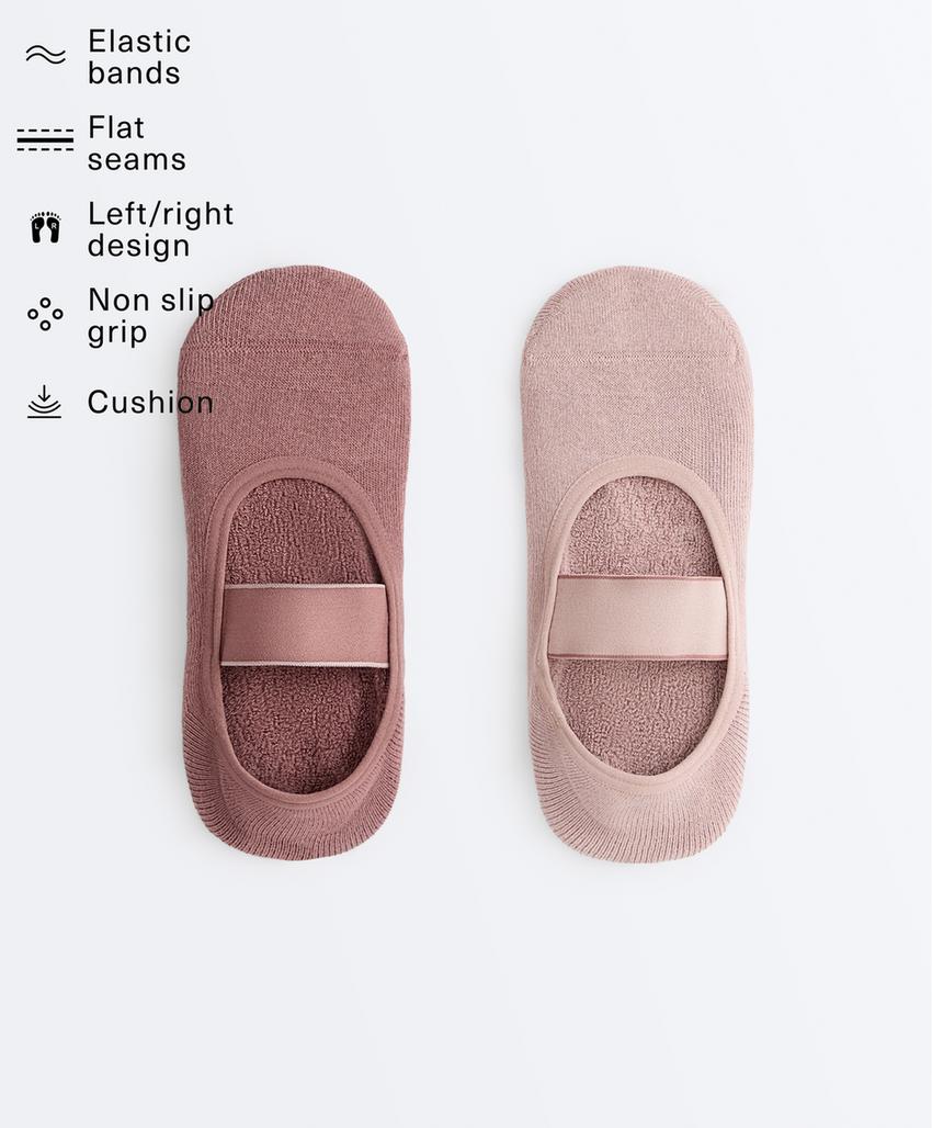 2 пары носков для йоги и пилатеса из смесового хлопка с широкой лентой