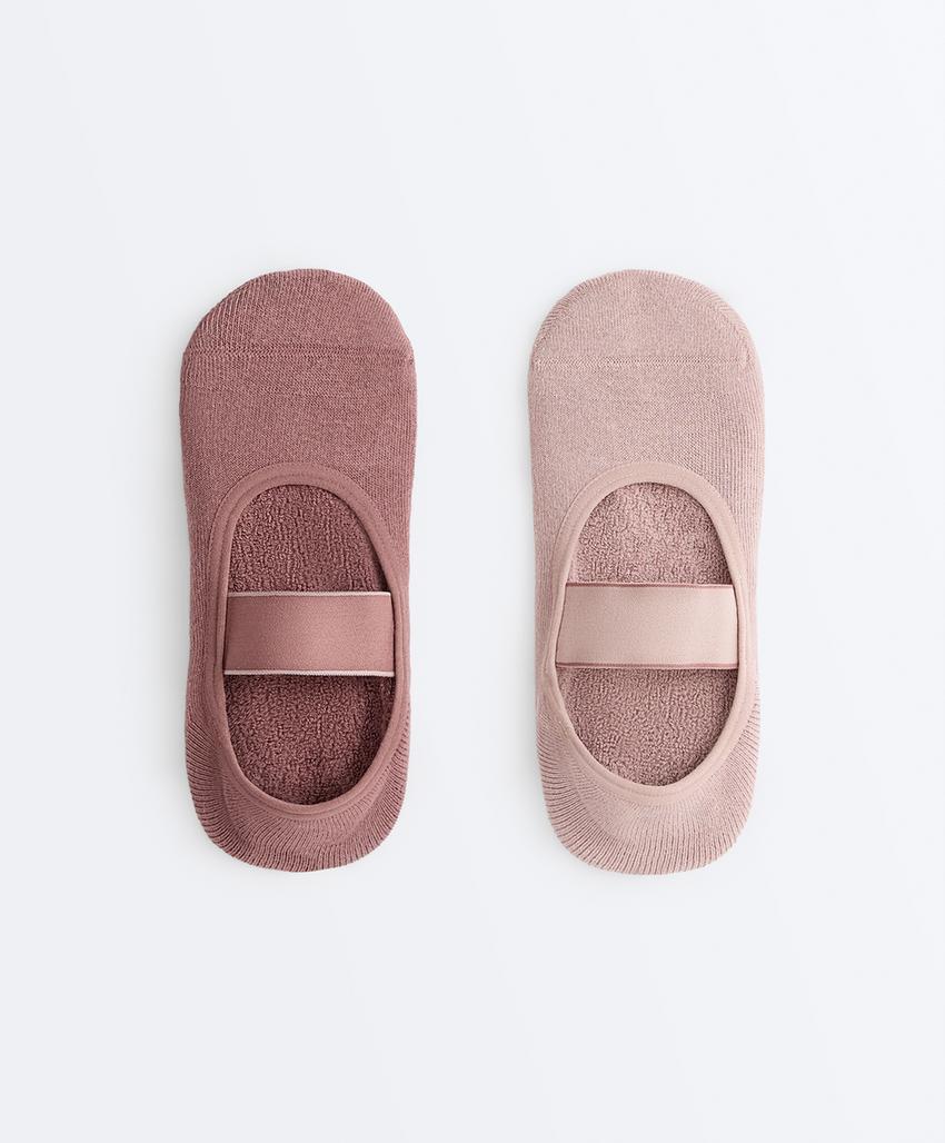 2 пары носков для йоги и пилатеса из смесового хлопка с широкой лентой