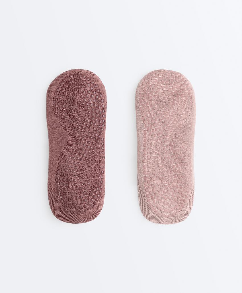 2 пары носков для йоги и пилатеса из смесового хлопка с широкой лентой