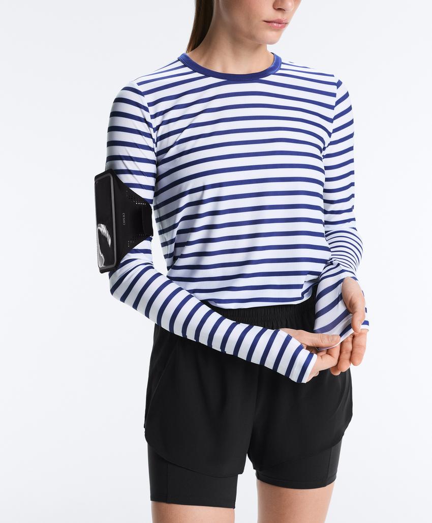 Лонгслив в полоску из высокотехнологичной ткани