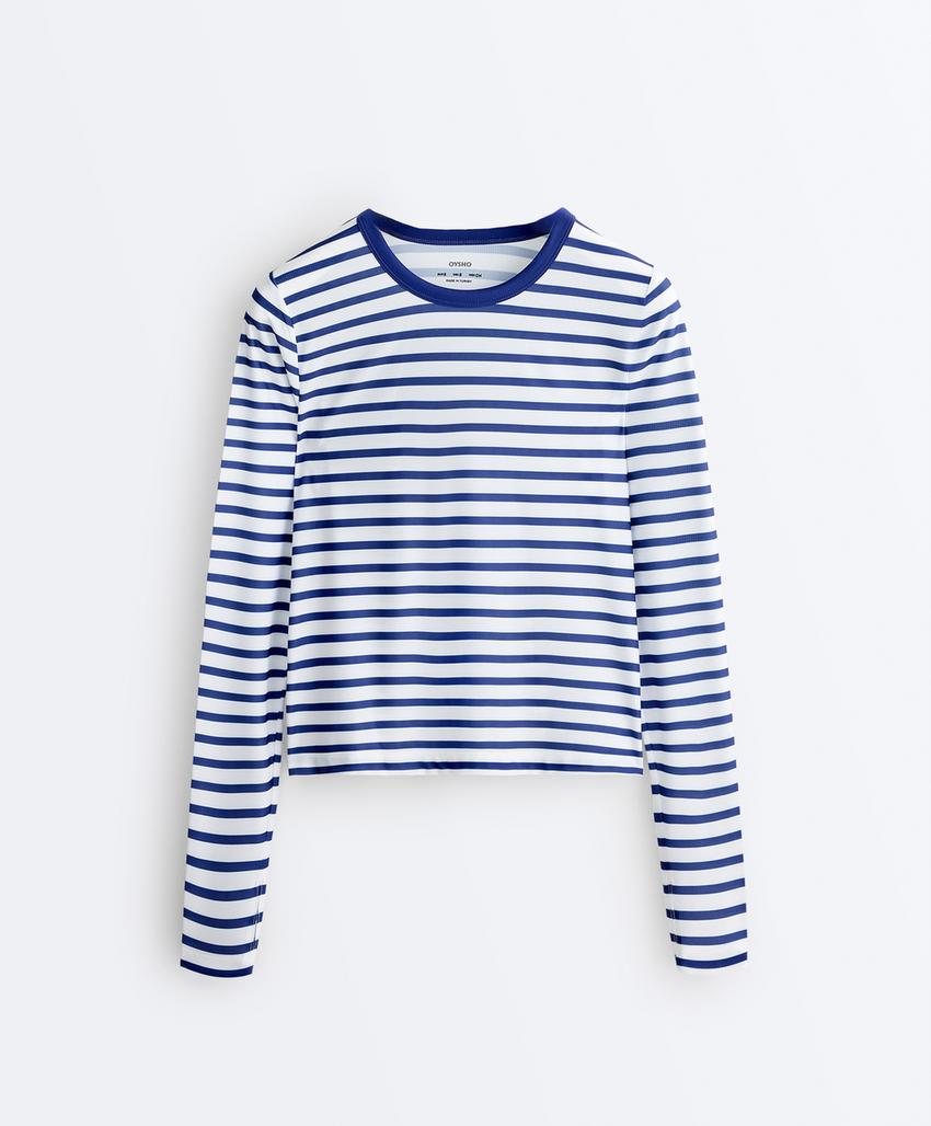 Лонгслив в полоску из высокотехнологичной ткани