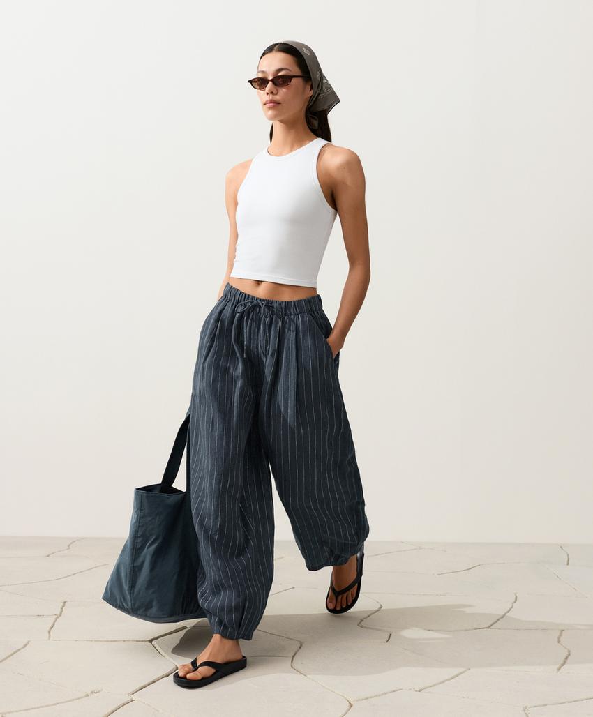 Брюки-бананы из 100%-го льна