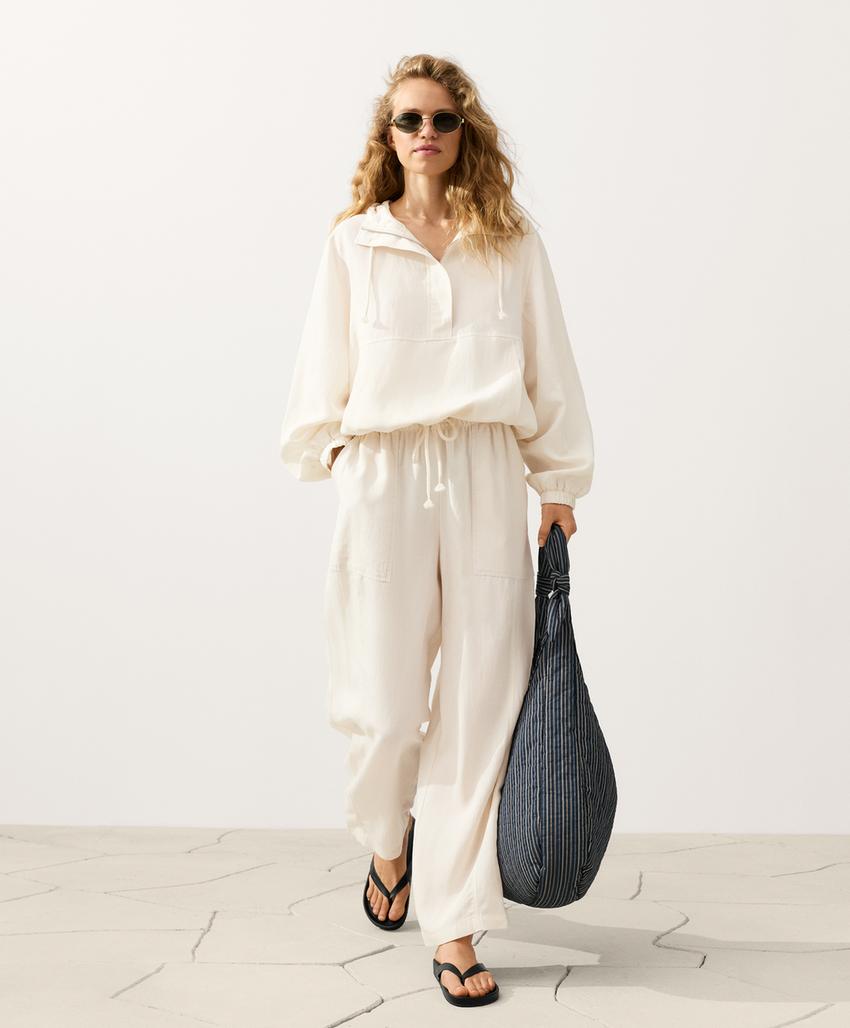 Прямые брюки из лиоцелла и льна (24%)