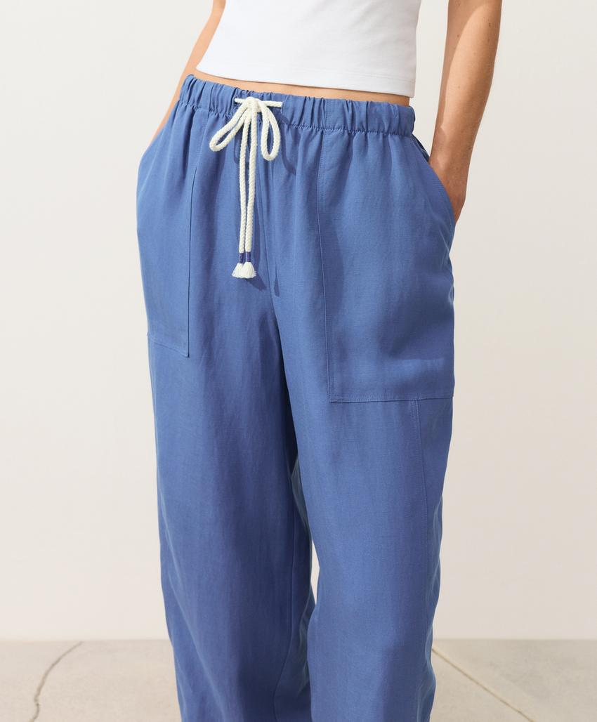 Прямые брюки из лиоцелла и льна (24%)