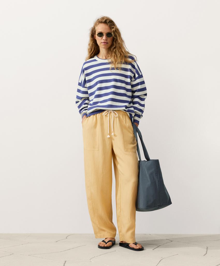 Прямые брюки из лиоцелла и льна (24%)