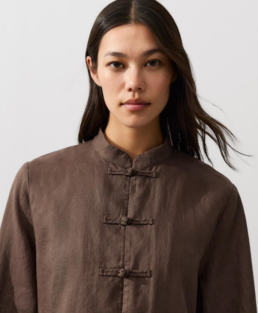 Куртка-мао из 100%-го льна на пуговицах