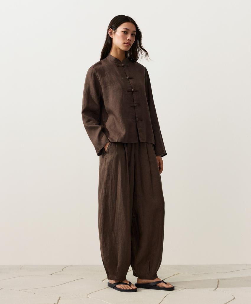 Куртка-мао из 100%-го льна на пуговицах