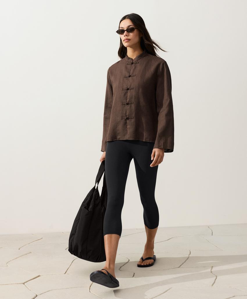 Куртка-мао из 100%-го льна на пуговицах