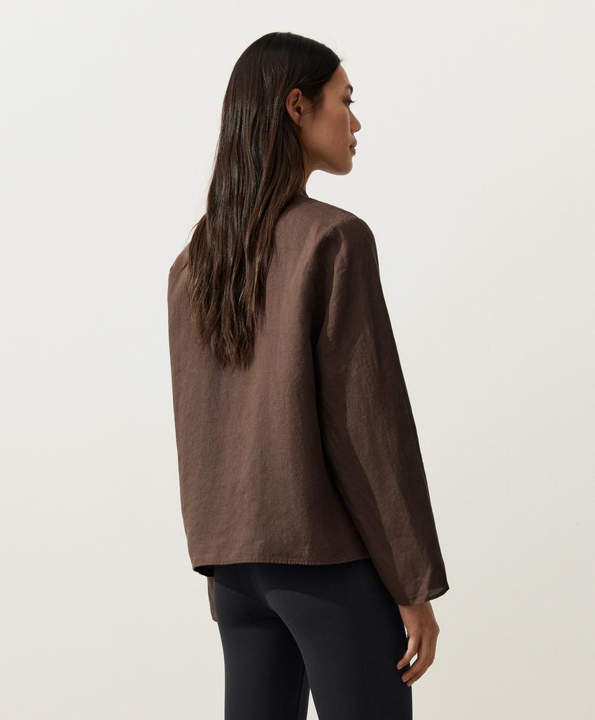 Куртка-мао из 100%-го льна на пуговицах