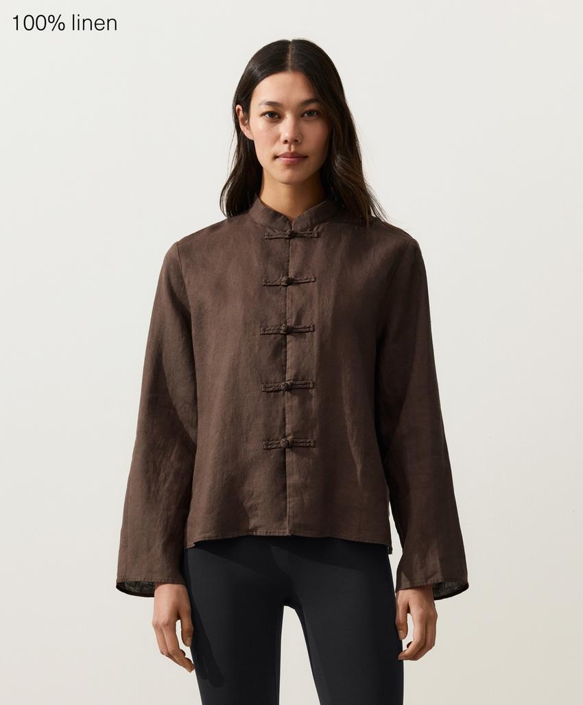 Куртка-мао из 100%-го льна на пуговицах