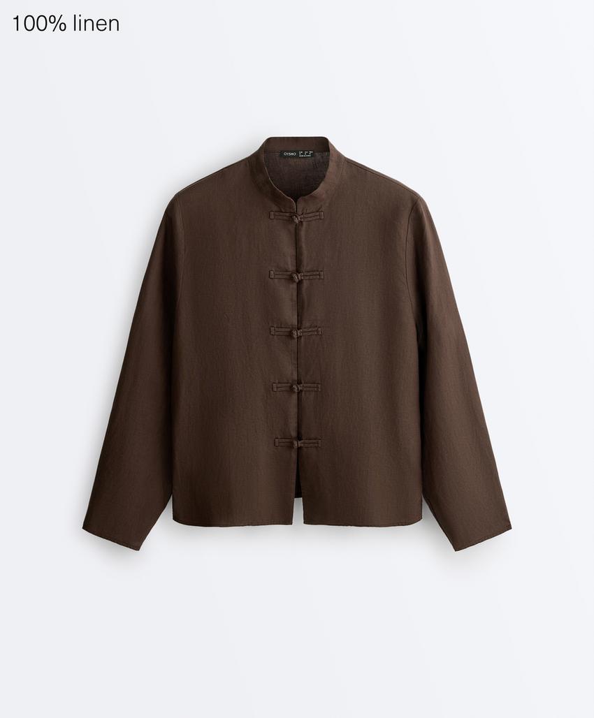 Куртка-мао из 100%-го льна на пуговицах