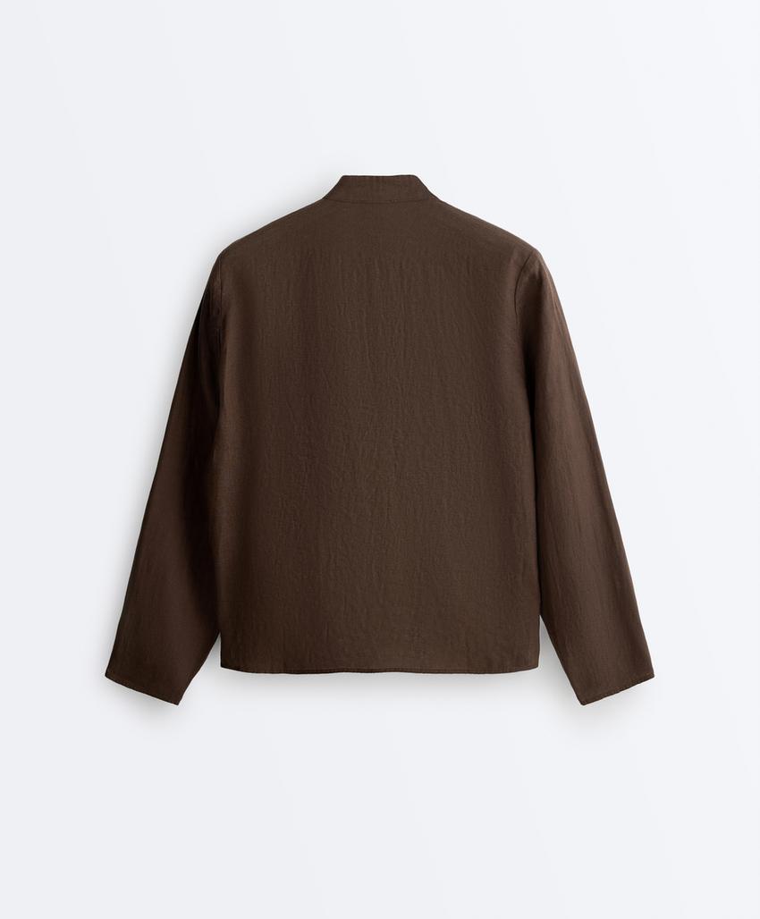 Куртка-мао из 100%-го льна на пуговицах