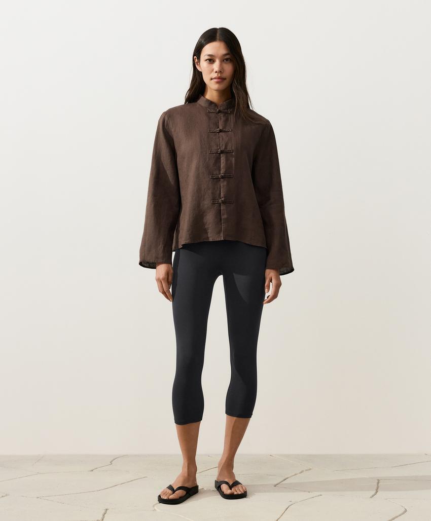 Куртка-мао из 100%-го льна на пуговицах