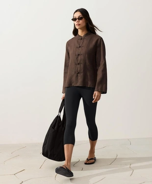 Куртка-мао из 100%-го льна на пуговицах- Заказать в России