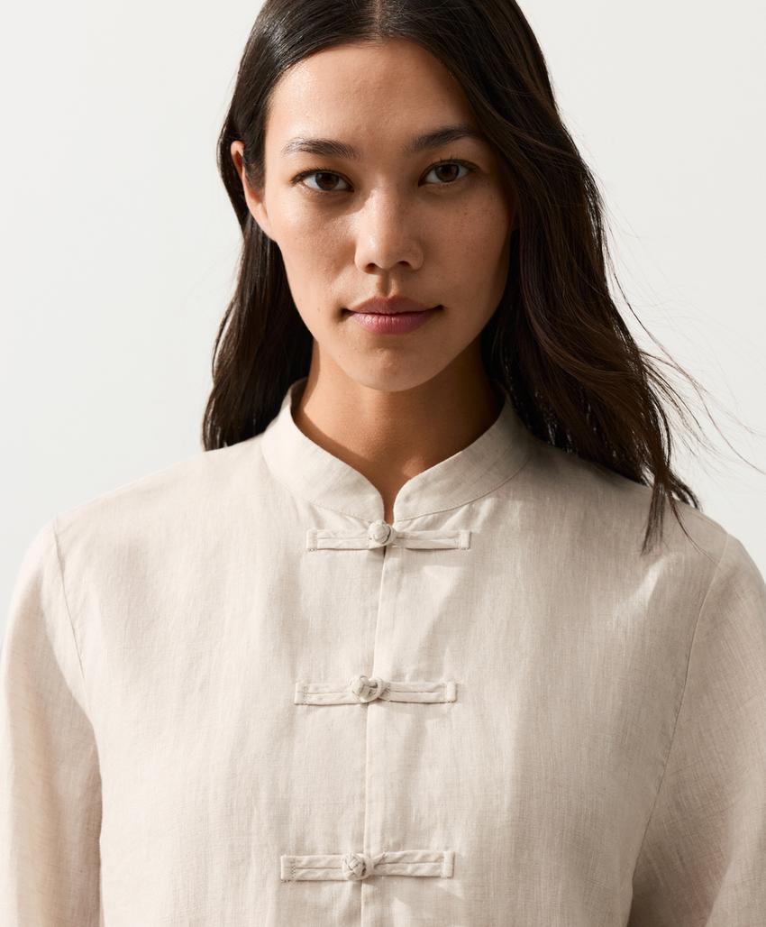 Куртка-мао из 100%-го льна на пуговицах