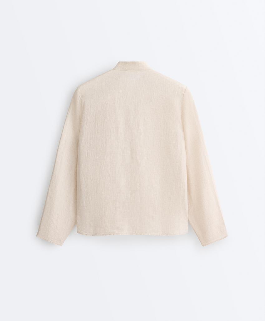 Куртка-мао из 100%-го льна на пуговицах