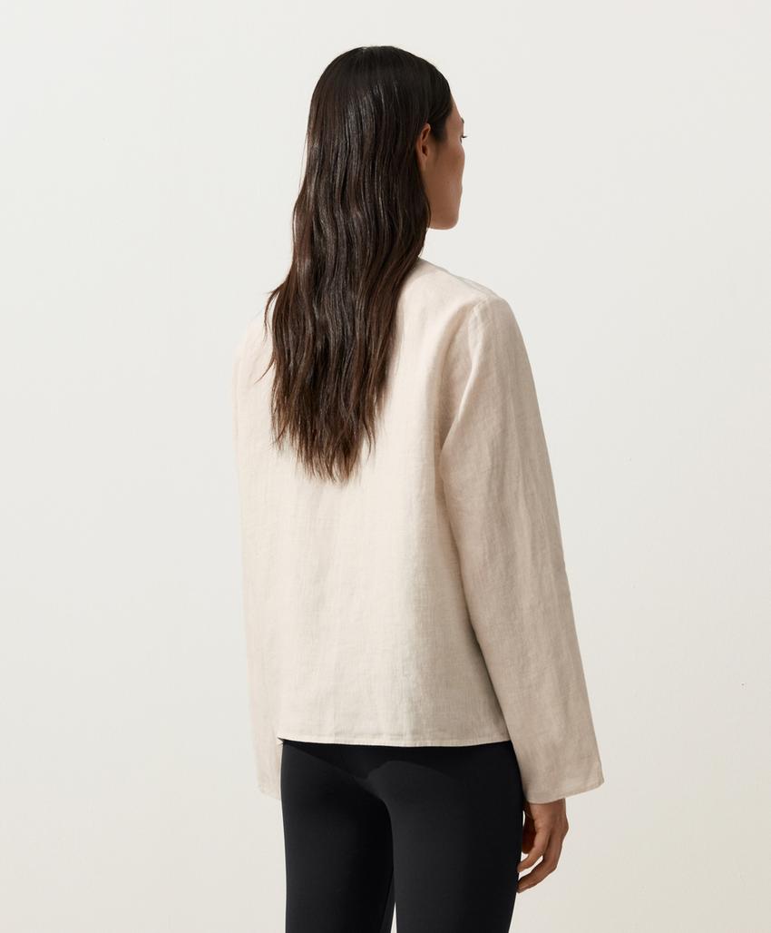 Куртка-мао из 100%-го льна на пуговицах