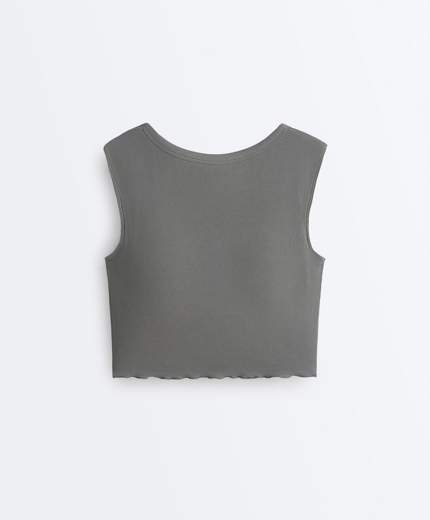 Майка - топ с коротким рукавом из смесового модала в рубчик