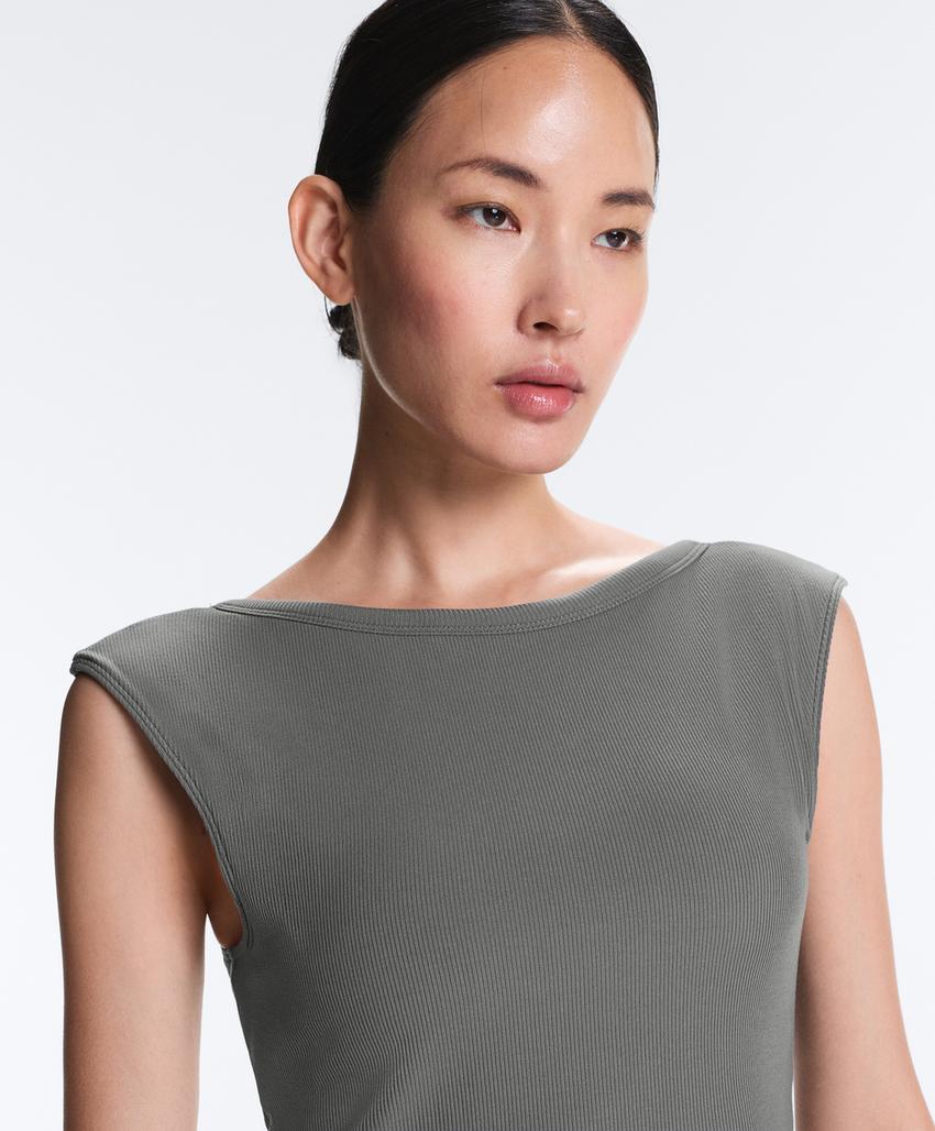 Майка - топ с коротким рукавом из смесового модала в рубчик