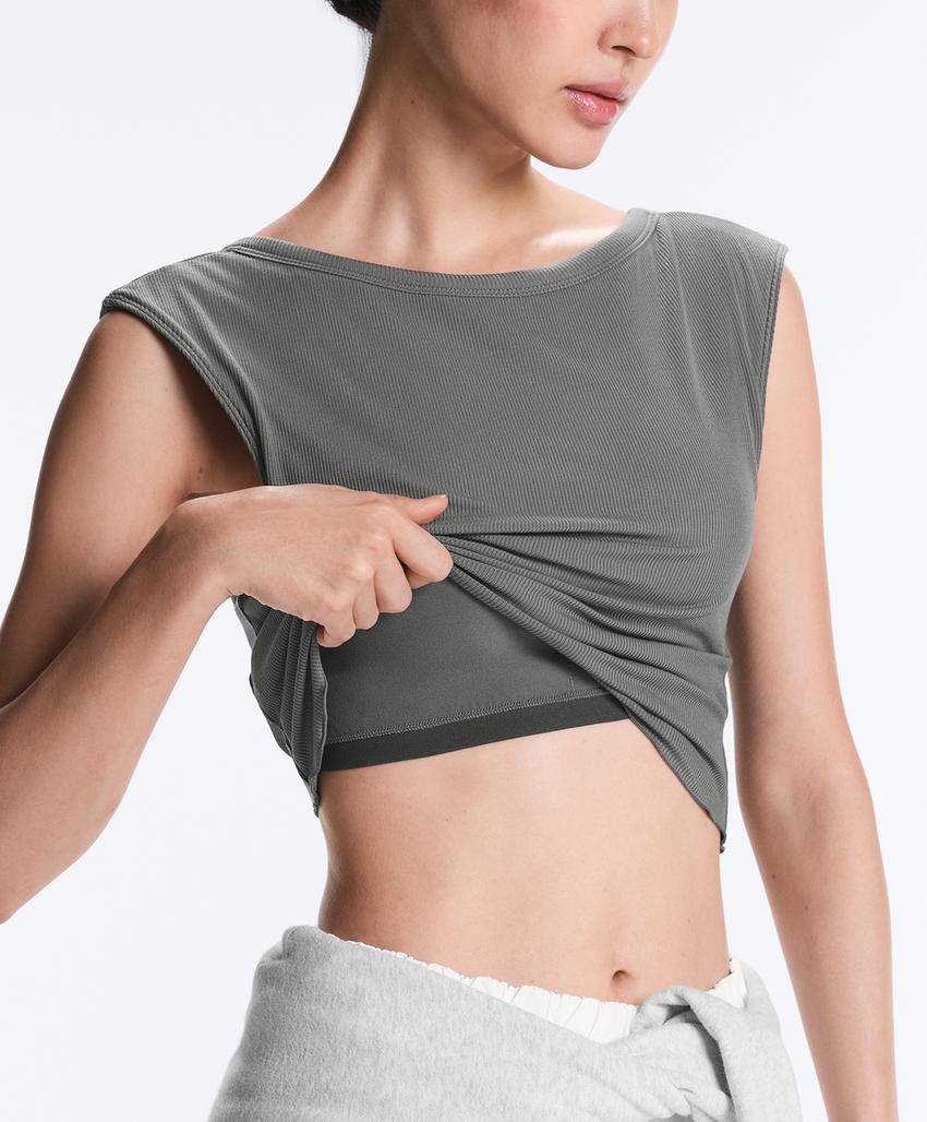 Майка - топ с коротким рукавом из смесового модала в рубчик