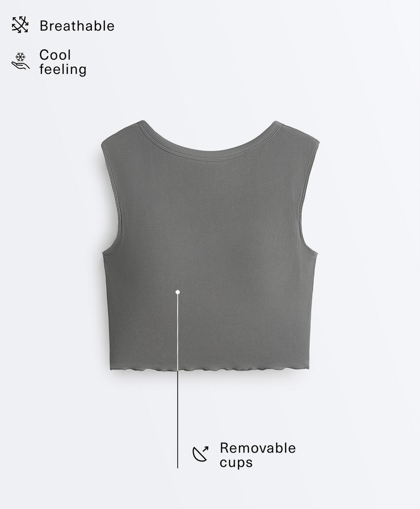 Майка - топ с коротким рукавом из смесового модала в рубчик