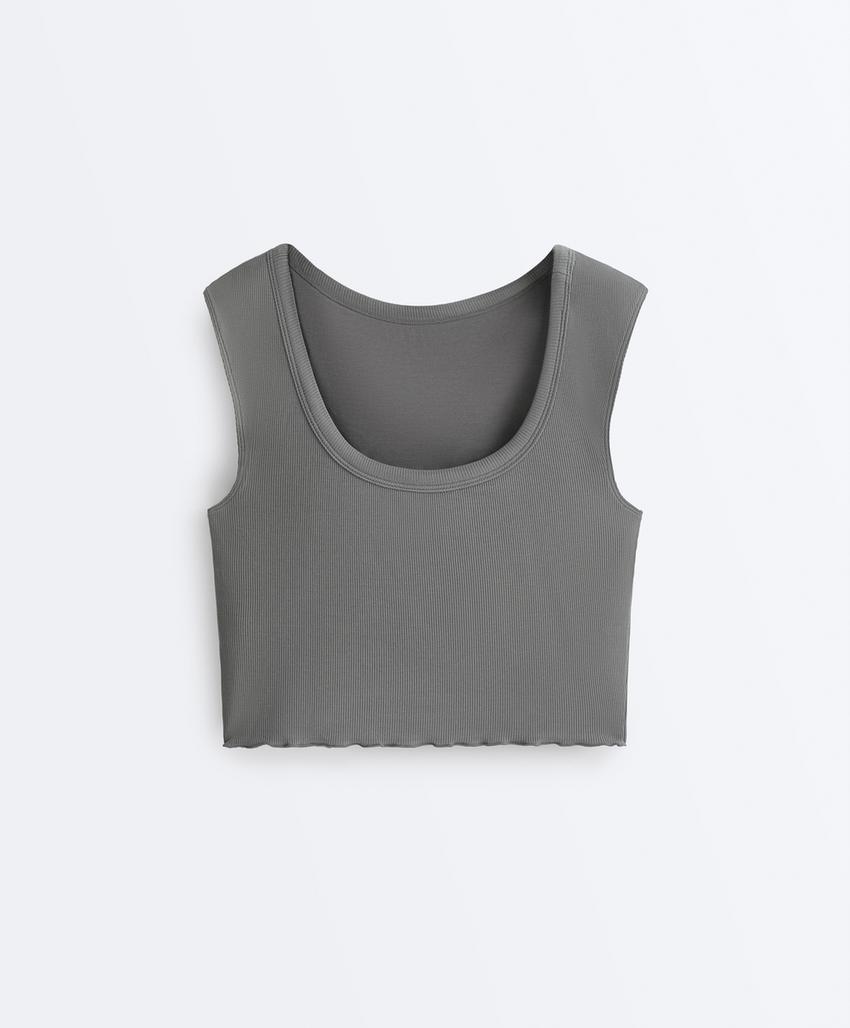 Майка - топ с коротким рукавом из смесового модала в рубчик