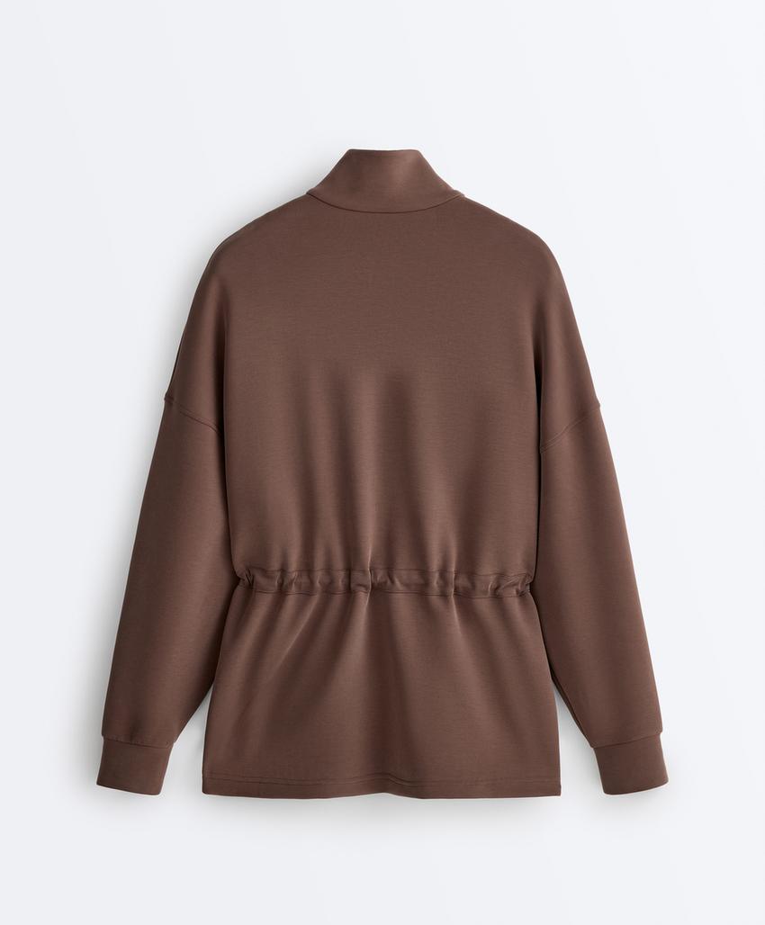 Длинная куртка в рубчик с модалом и воротником-стойкой