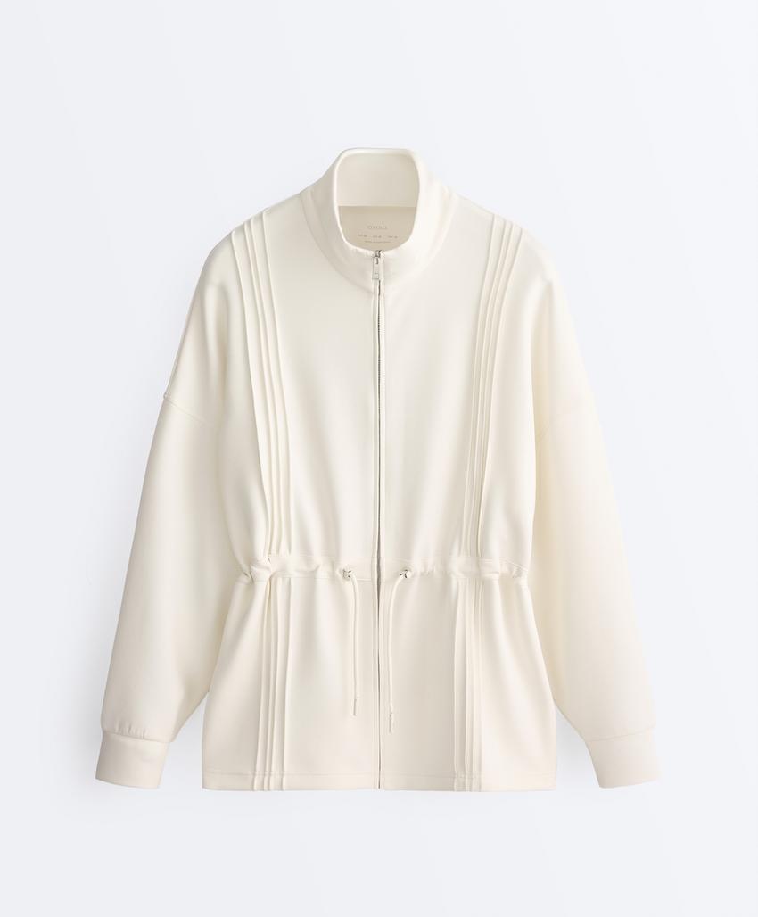 Длинная куртка в рубчик с модалом и воротником-стойкой