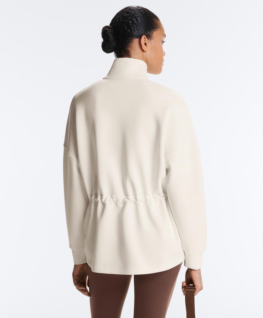 Длинная куртка в рубчик с модалом и воротником-стойкой