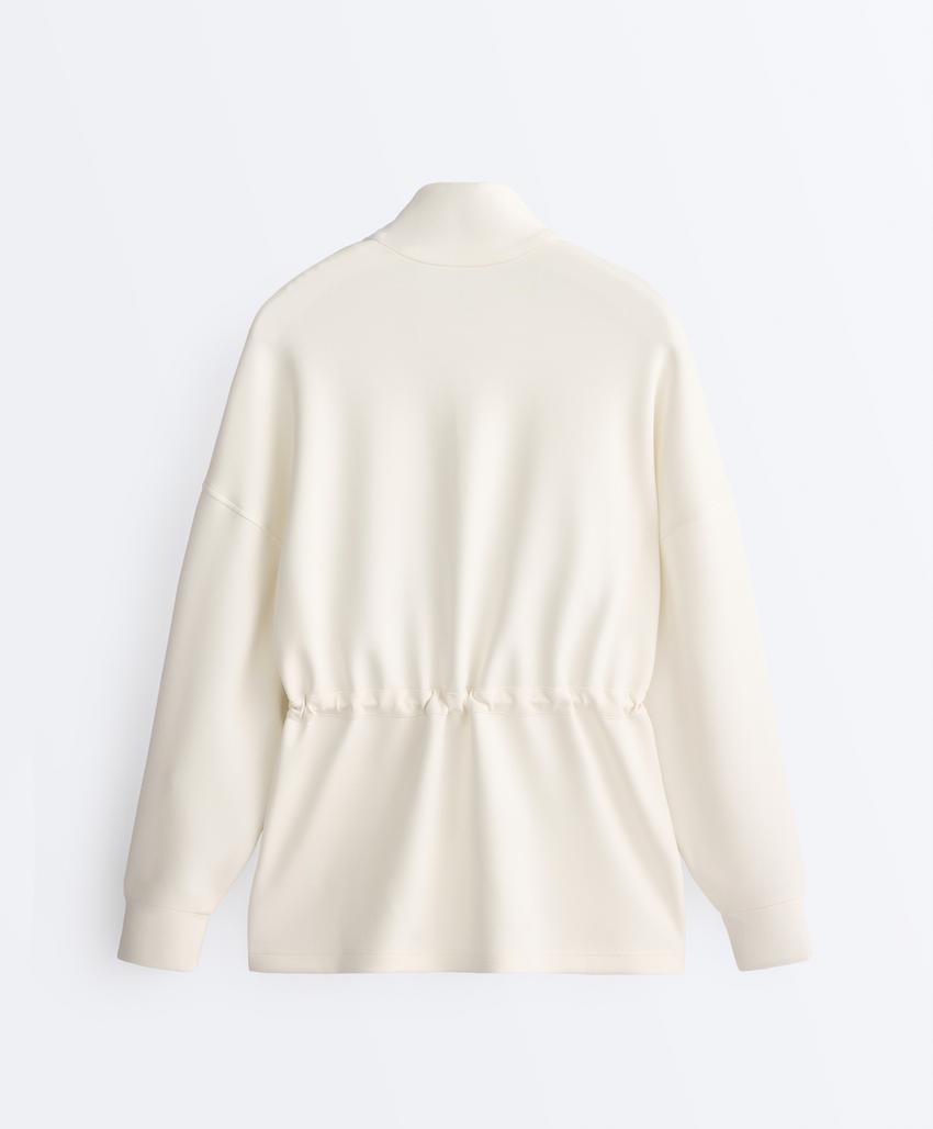 Длинная куртка в рубчик с модалом и воротником-стойкой