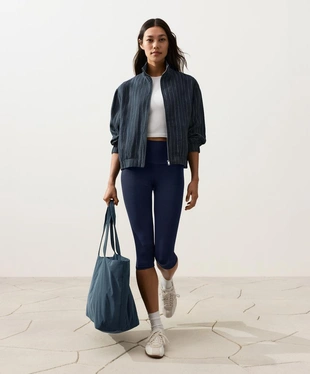 Куртка из 100%-го льна в тонкую полоску с высоким воротником- Заказать в России