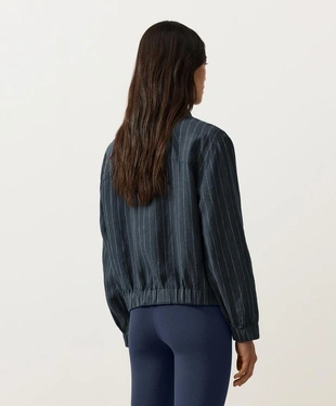 Куртка из 100%-го льна в тонкую полоску с высоким воротником- Заказать в России