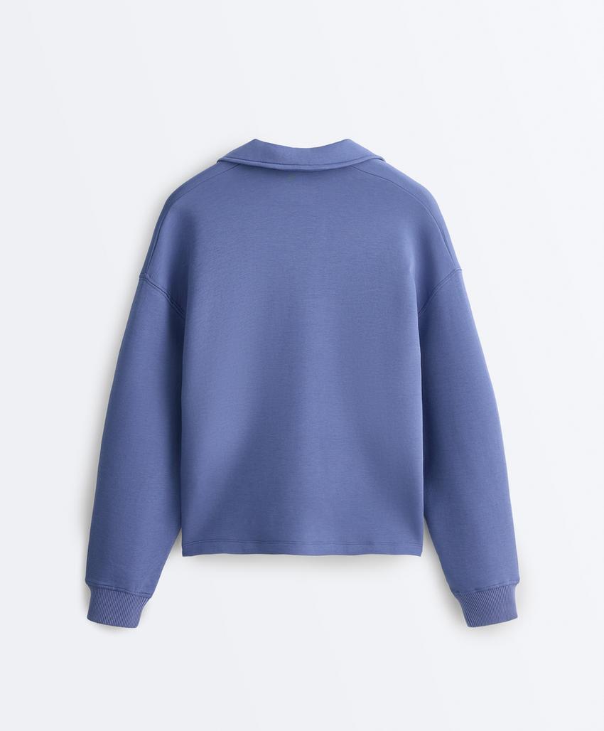 Поло с V-образным вырезом из смесового хлопка