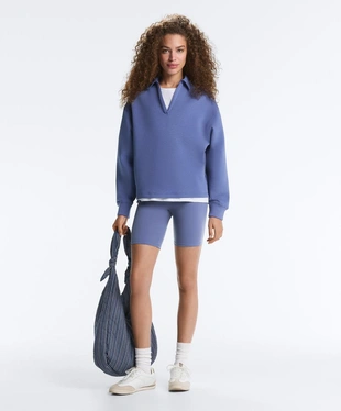 Поло с V-образным вырезом из смесового хлопка- Заказать в России