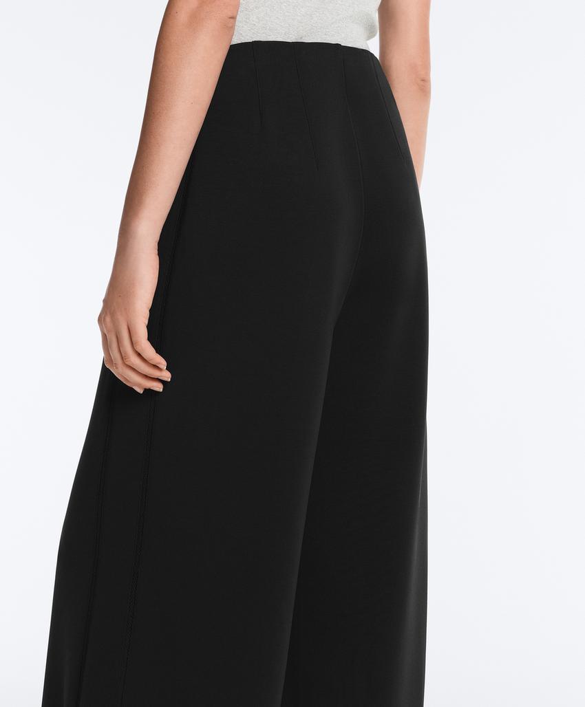 Широкие брюки из модала с ажурным узором