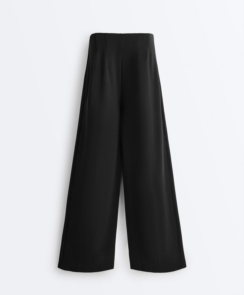 Широкие брюки из модала с ажурным узором