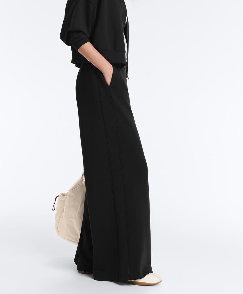 Широкие брюки из модала с ажурным узором