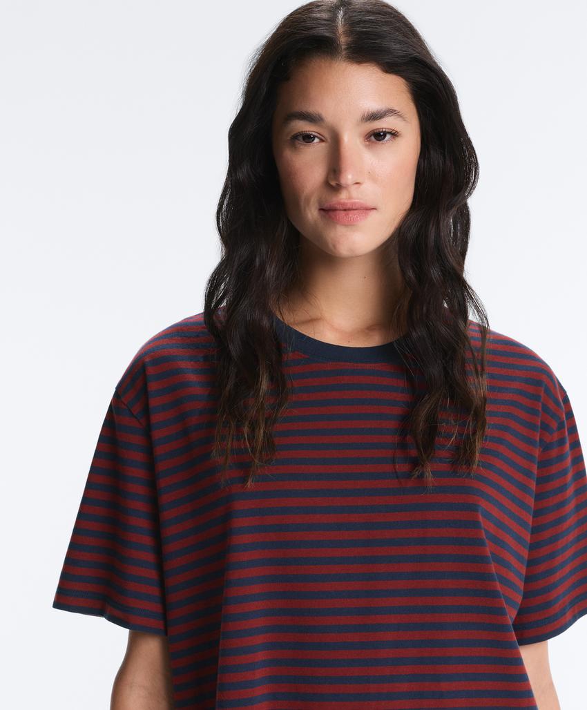 Футболка Boxy в полоску из смесового хлопка с короткими рукавами
