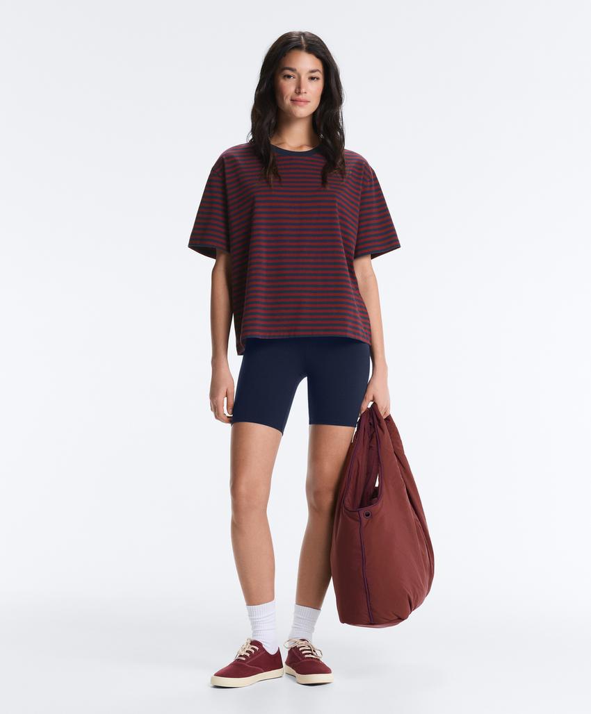 Футболка Boxy в полоску из смесового хлопка с короткими рукавами