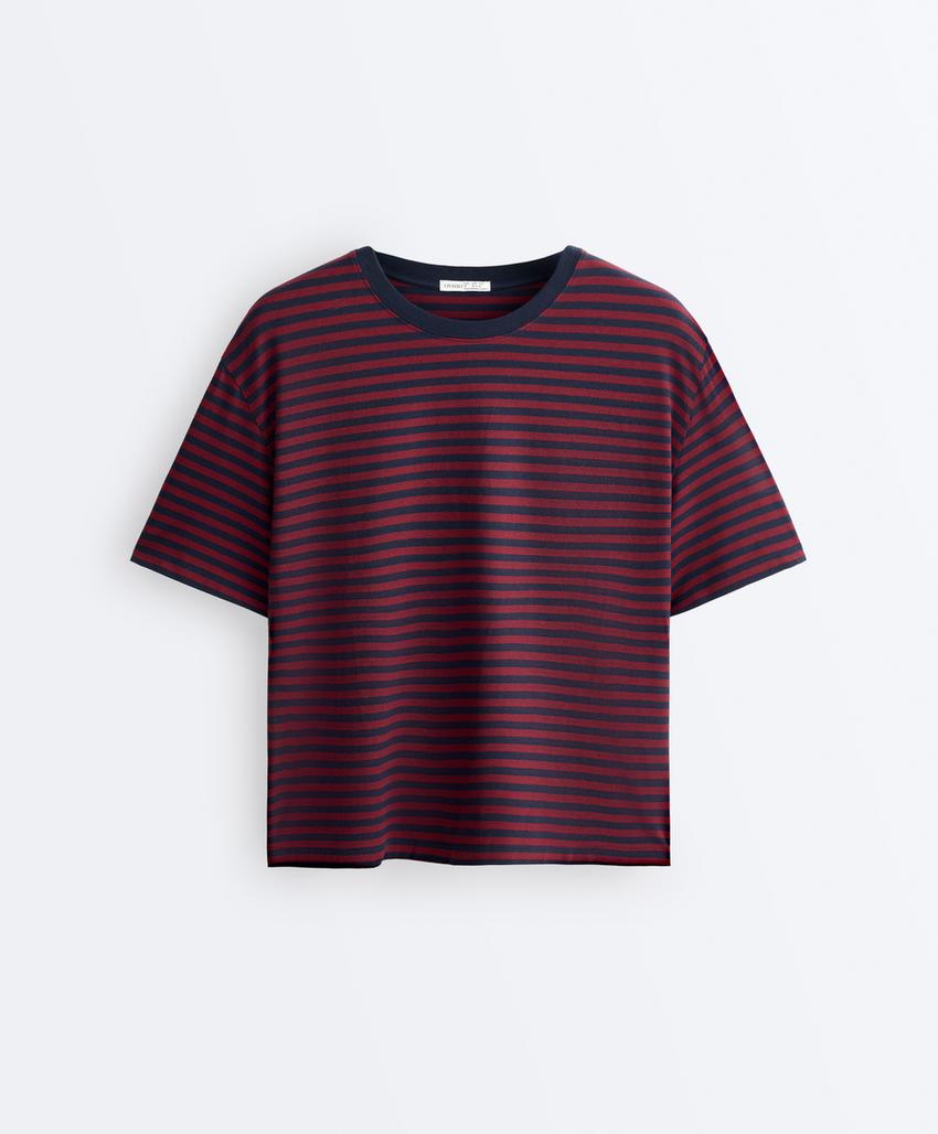 Футболка Boxy в полоску из смесового хлопка с короткими рукавами