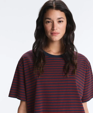 Футболка Boxy в полоску из смесового хлопка с короткими рукавами- Заказать в России
