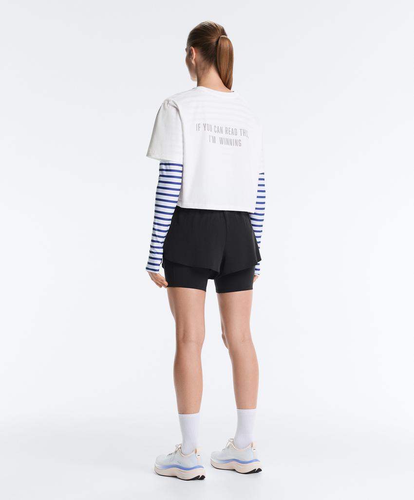 Укороченная футболка Boxy из смесового хлопка с надписью