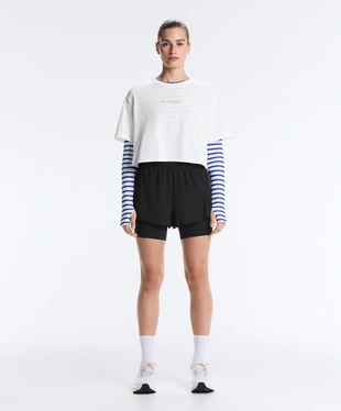 Укороченная футболка Boxy из смесового хлопка с надписью- Заказать в России