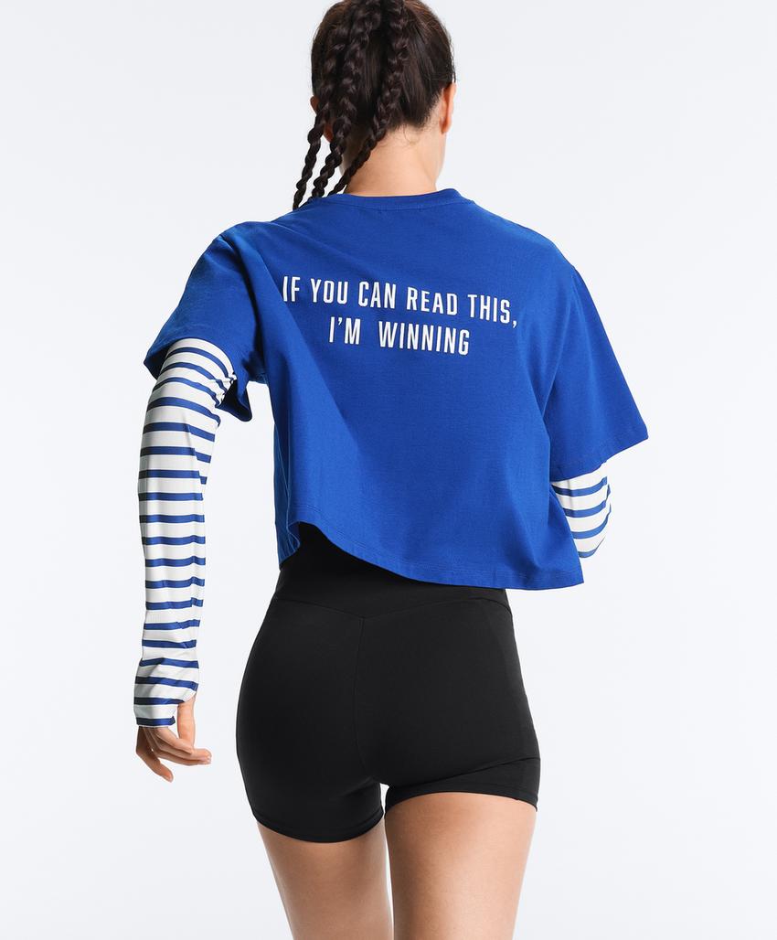 Укороченная футболка Boxy из смесового хлопка с надписью