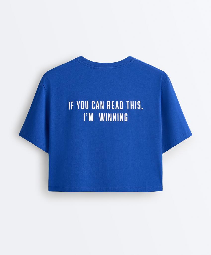 Укороченная футболка Boxy из смесового хлопка с надписью